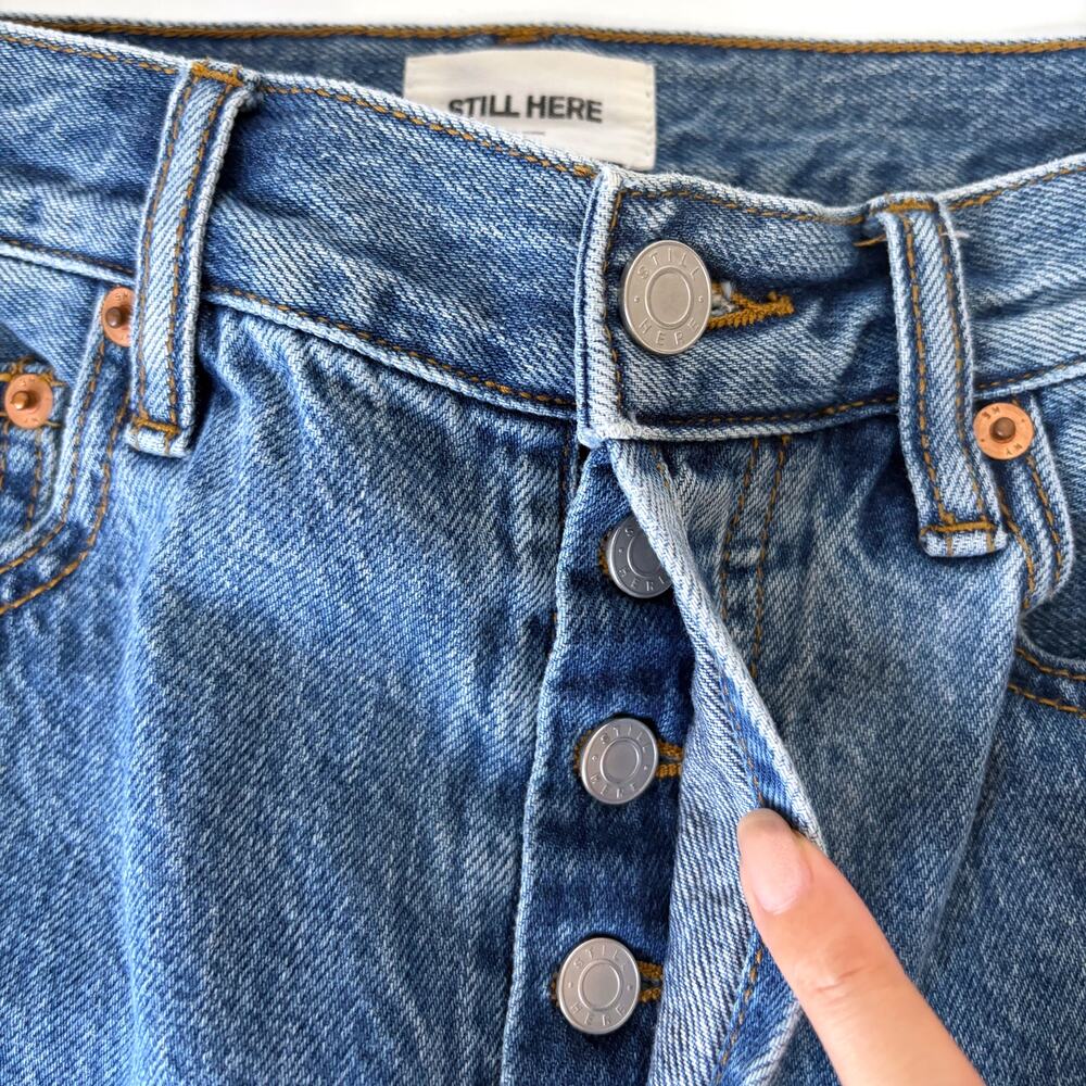 STILL HERE NY Capri Cropped Jeans Classic Blue Denim Size 26 - Picture 10 of 16